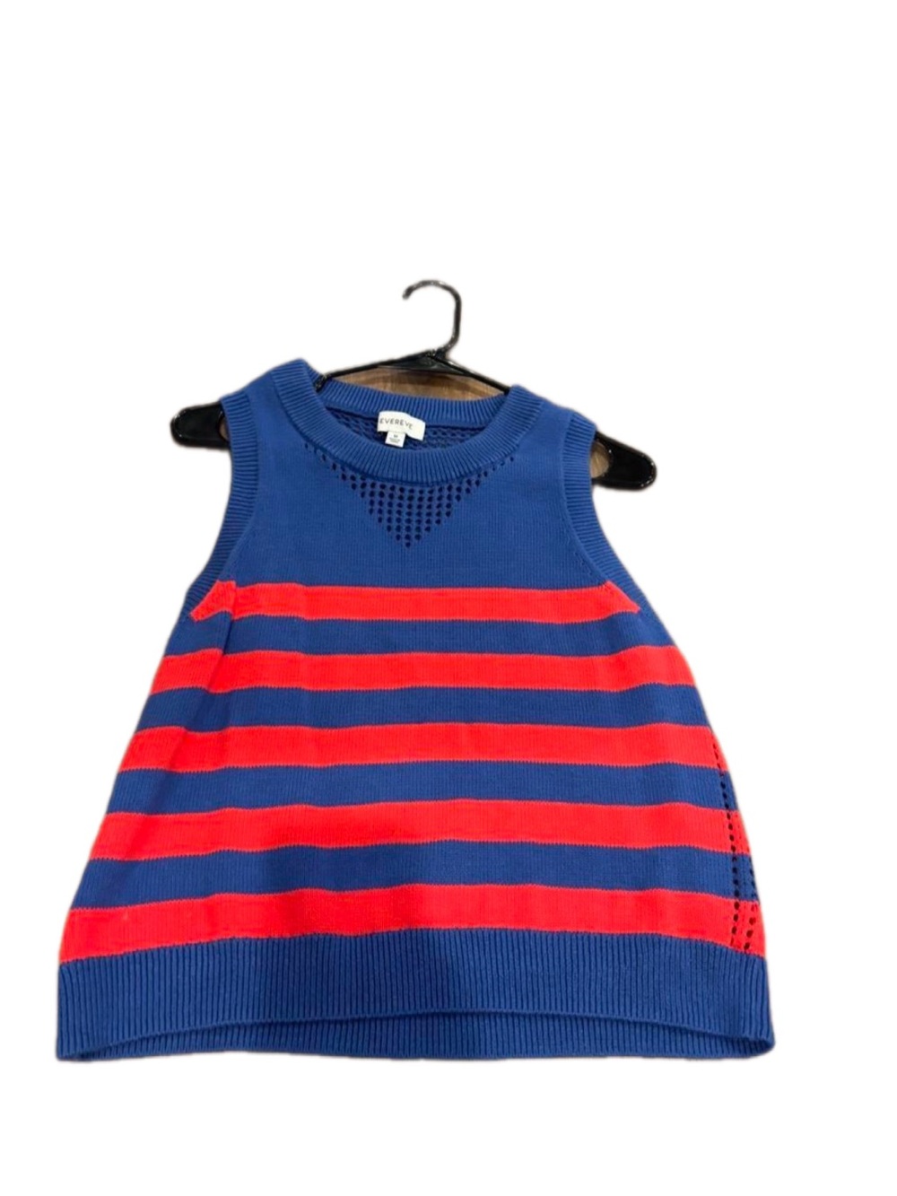 Evereve Blue & Bright Red Striped Knit Tank